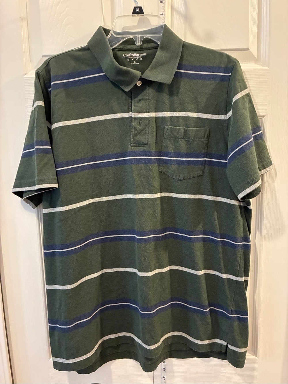 Men's Croft & Barrow Green Striped Polo Shirt Size L